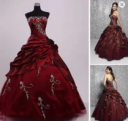 Aimishang Vintage Ball Gown Strapless Sleeveless Ruched Evening Party Dress Elegant Long Formal Prom Dress