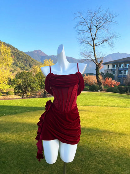 Aimishang Vintage Sheath Spaghetti Straps Sleeveless Short Homecoming Dress Chic Graduation Party Dress