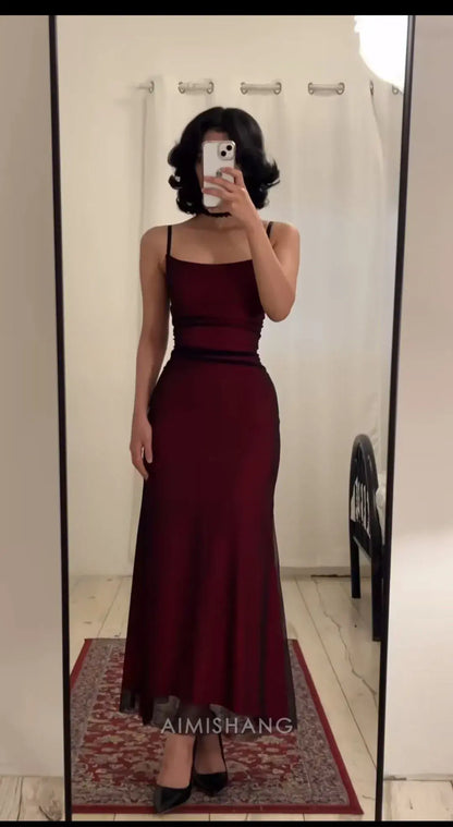 Aimishang Pretty Spaghetti Straps Sleeveless Party Evening Gown Fashion Prom Dress Elegant Graduation Dress