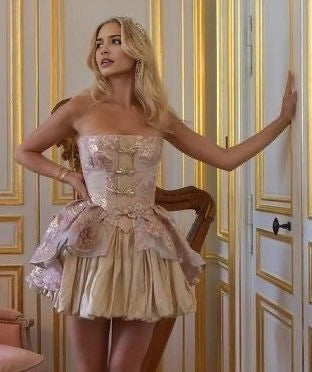 Aimishang Vintage Strapless A Line Sleeveless Short Formal Homecoming Dress Pretty Birthday Party Dress No With Gloves