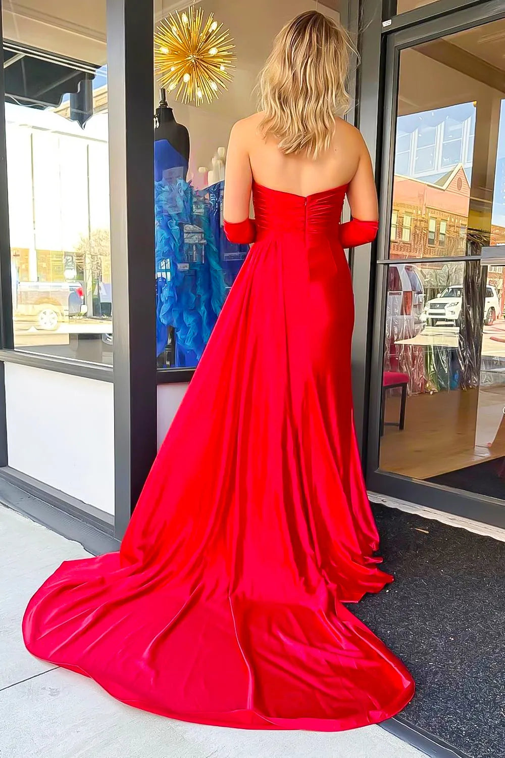 Wholesale Prom Dress Satin Mermaid Sweetheart Backless With Split