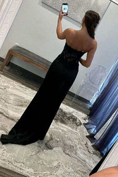 Aimishang Sweetheart Sheath Strapless Long Prom Dress with Slit Elegant Evening Party Dress
