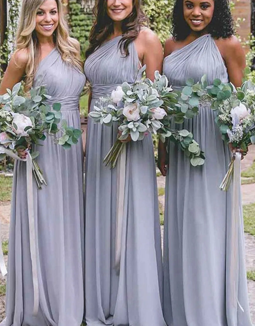 Wholesale Bridesmaid Dress Sheath-Column One Shoulder Chiffon