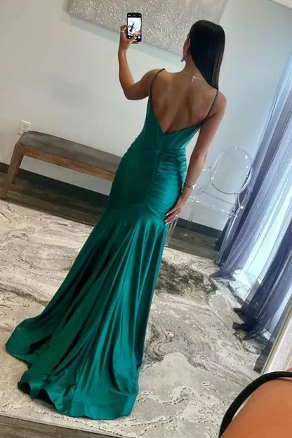 Wholesale Prom Dress Spaghetti Straps Mermaid Satin with Slit