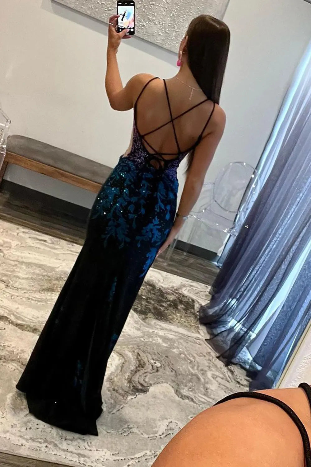 Wholesale Prom Dress Sparkly Mermaid Double Straps Lace Up with Slit