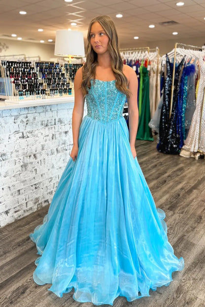 Wholesale Long Prom Dress A-Line Beaded with Detachable Sleeves