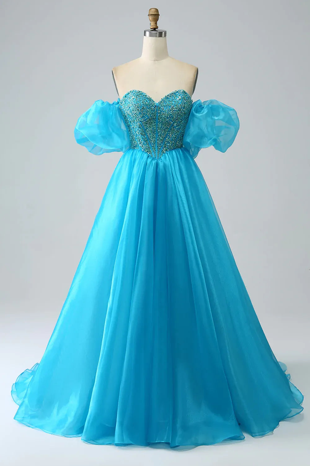 Wholesale Long Prom Dress A-Line Beaded with Detachable Sleeves