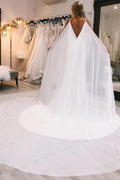 Wholesale Elegant Simple White Watteau Train Boho Long Mermaid Wedding Dress