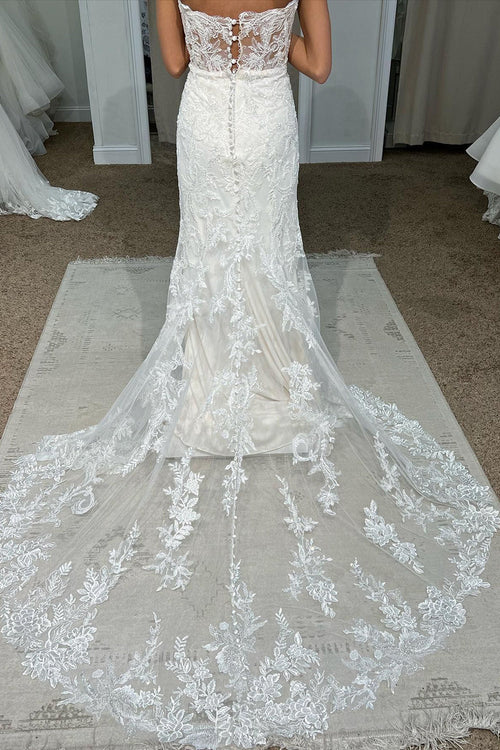 Wholesale Elegant White Sweetheart Mermaid Long Lace Wedding Dress