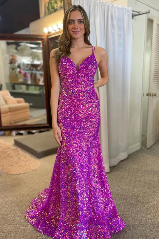 Wholesale Sparkly Prom Dress Mermaid Double Strapls Sequin