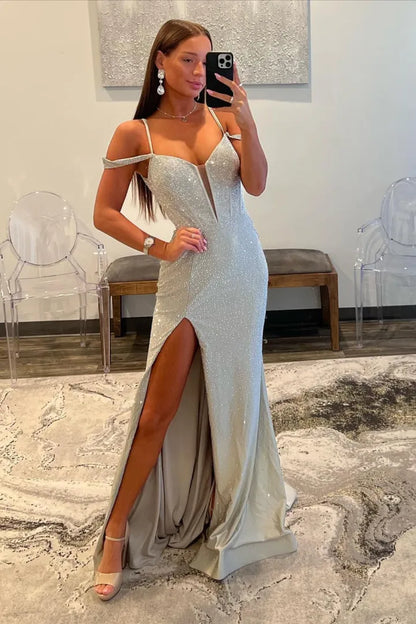 Wholesale Prom Dress Glitter Mermaid Off The Shoulder Corset Beaded With Slit