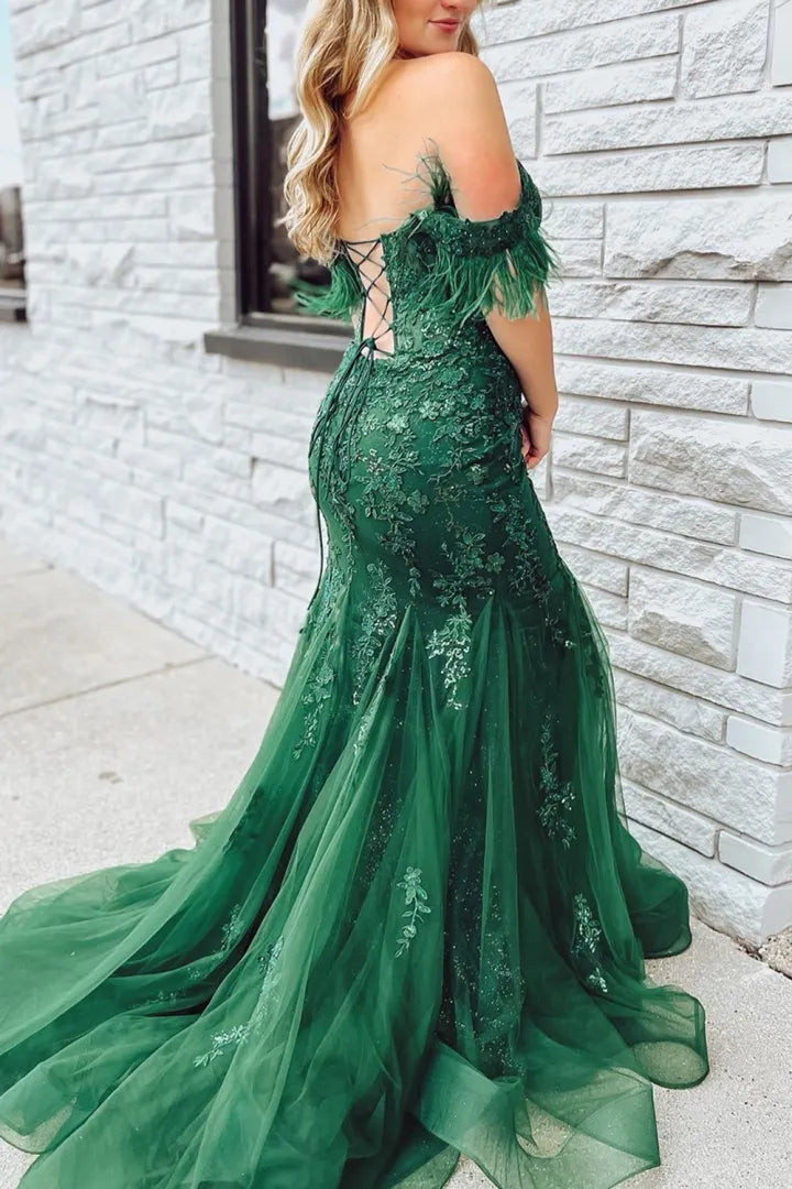 Wholesale Mermaid Off The Shoulder Prom Dress with Appliques