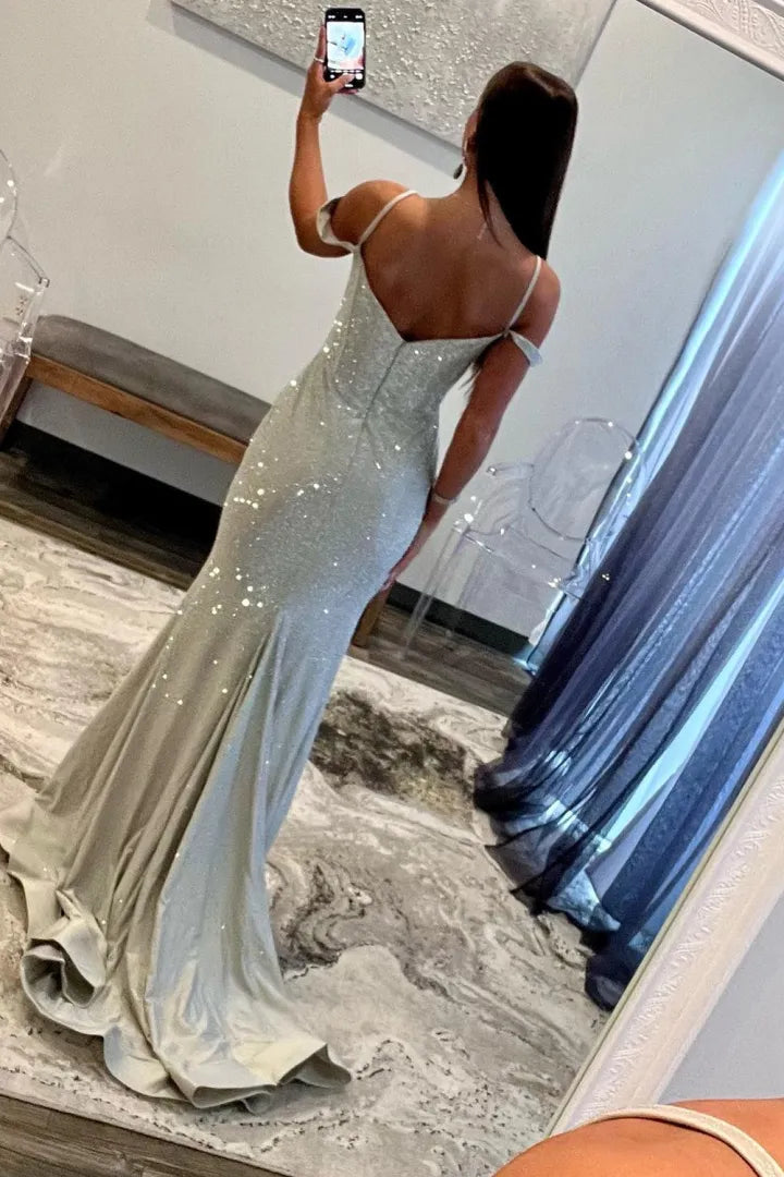 Wholesale Prom Dress Glitter Mermaid Off The Shoulder Corset Beaded With Slit