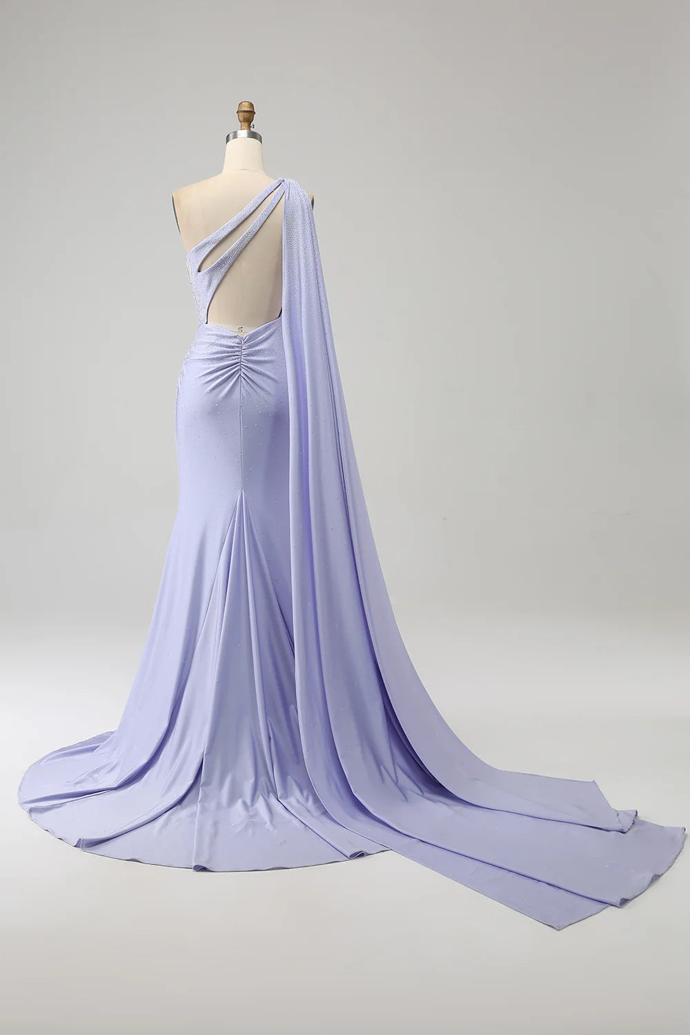 Wholesale Lilac Mermaid Evening Dress One Shoulder Backless Long Prom Dress with Slit