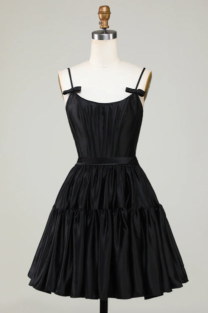 Wholesale Trendy A-Line Spaghetti Straps Black Short Homecoming Dress