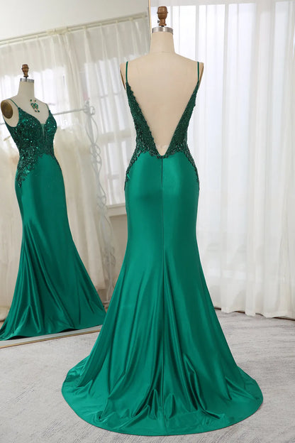 Wholesale Prom Dress Spaghetti Straps Mermaid Satin With Appliques