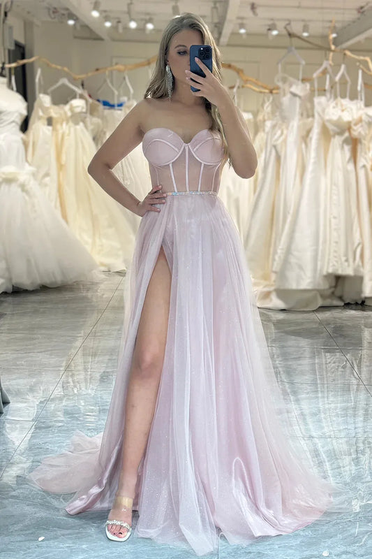 Wholesale Prom Dress Sweetheart A-Line Long Tulle With Split