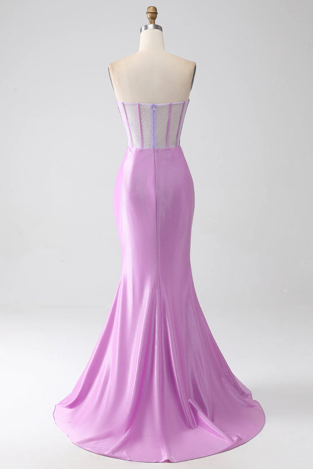 Wholesale Lilac Mermaid Prom Dress Sweetheart Strapless Pleated Corset with Slit