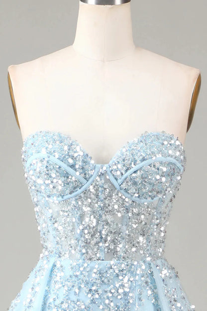 Wholesale Prom Dress Luxurious Glitter Corset With Sweep Train