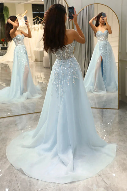 Wholesale Prom Dress Luxurious Glitter Corset With Sweep Train