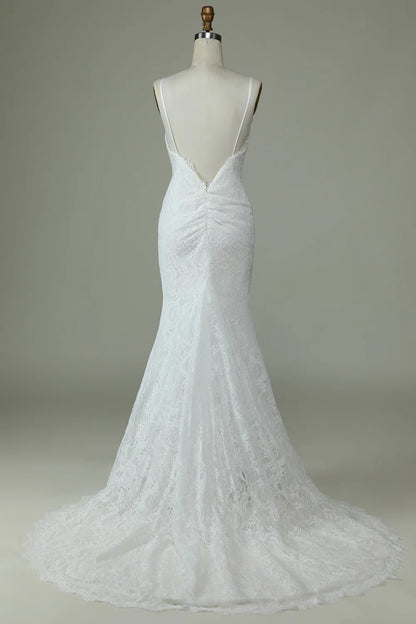 Wholesale Ivory Mermaid Lace Backless Wedding Dress