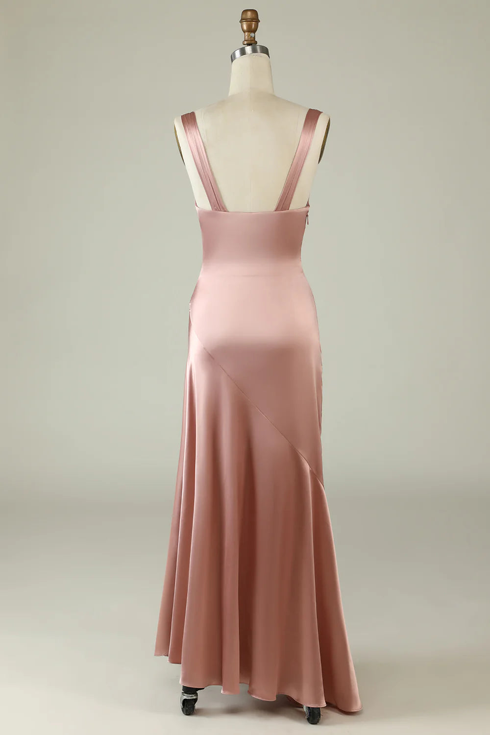 Wholesale Blush Asymmetrical Bridesmaid Dress with Slit