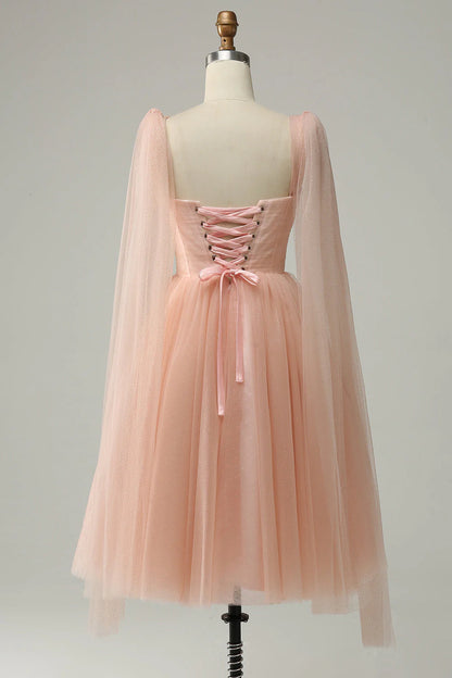 Wholesale Blush A Line Homecoming Dresses Sweetheart Wedding Party Mini Dress with Open Back