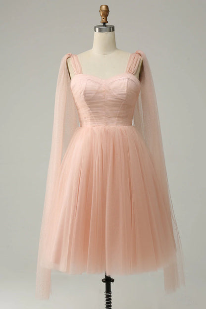 Wholesale Blush A Line Homecoming Dresses Sweetheart Wedding Party Mini Dress with Open Back