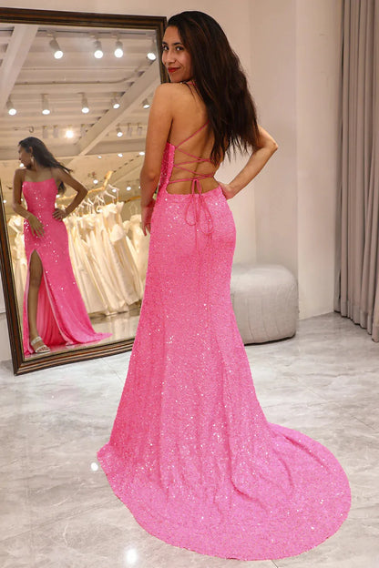 Wholesale Long Prom Dress Spaghetti Straps Mermaid With Slit