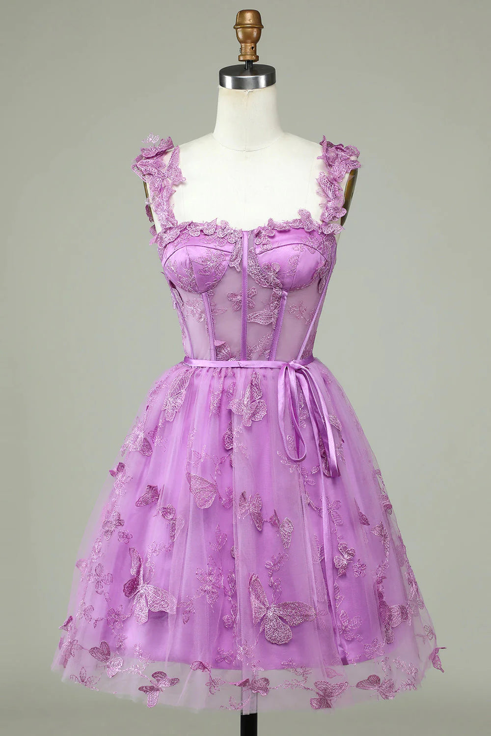 Wholesale Short Homecoming Dress Cute Purple A Line Corset Graduation Dresses with Appliques