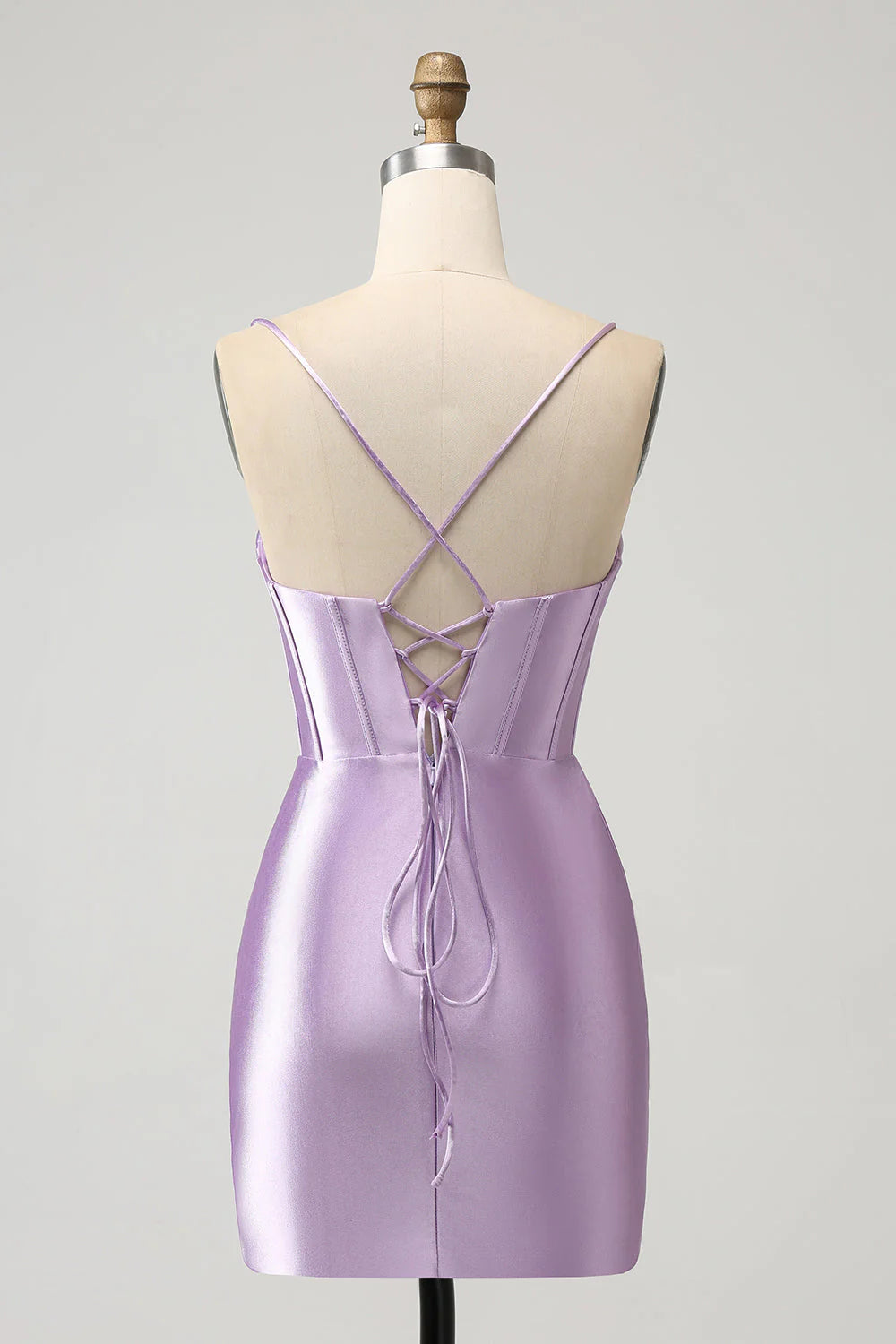 Wholesale Short Homecoming Dress Lilac Bodycon Spaghetti Straps Corset Satin Graduation Dresses