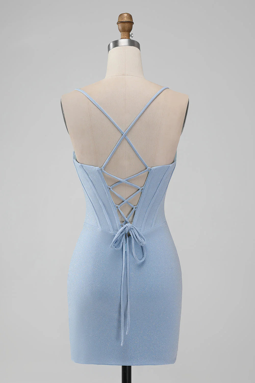 Wholesale Bodycon Light Blue Homecoming Dress Spaghetti Straps Corset Short Graduation Dresses