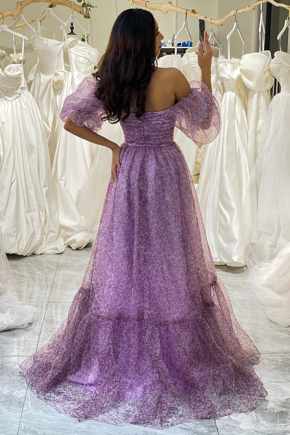 Wholesale Prom Dress Romantic A-Line Off The Shoulder Tulle