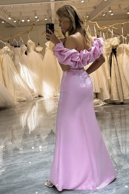 Wholesale Mermaid Ruffle Off The Shoulder Prom Dress With Split