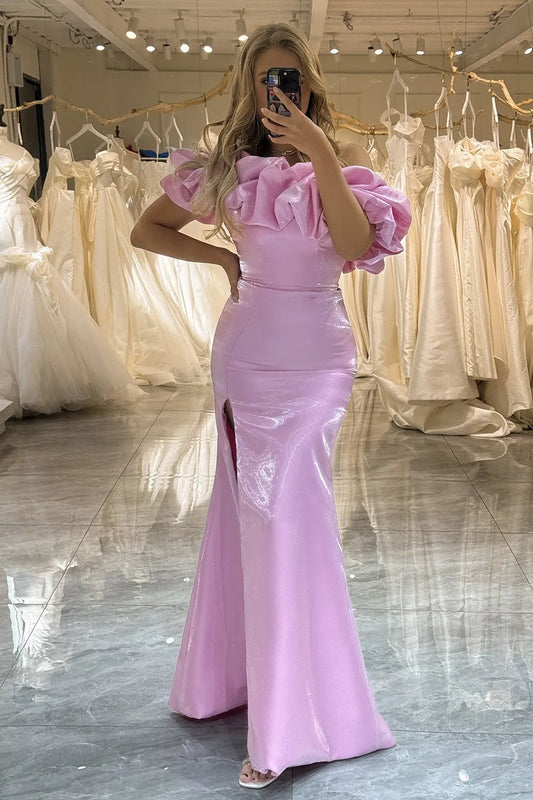 Wholesale Mermaid Ruffle Off The Shoulder Prom Dress With Split