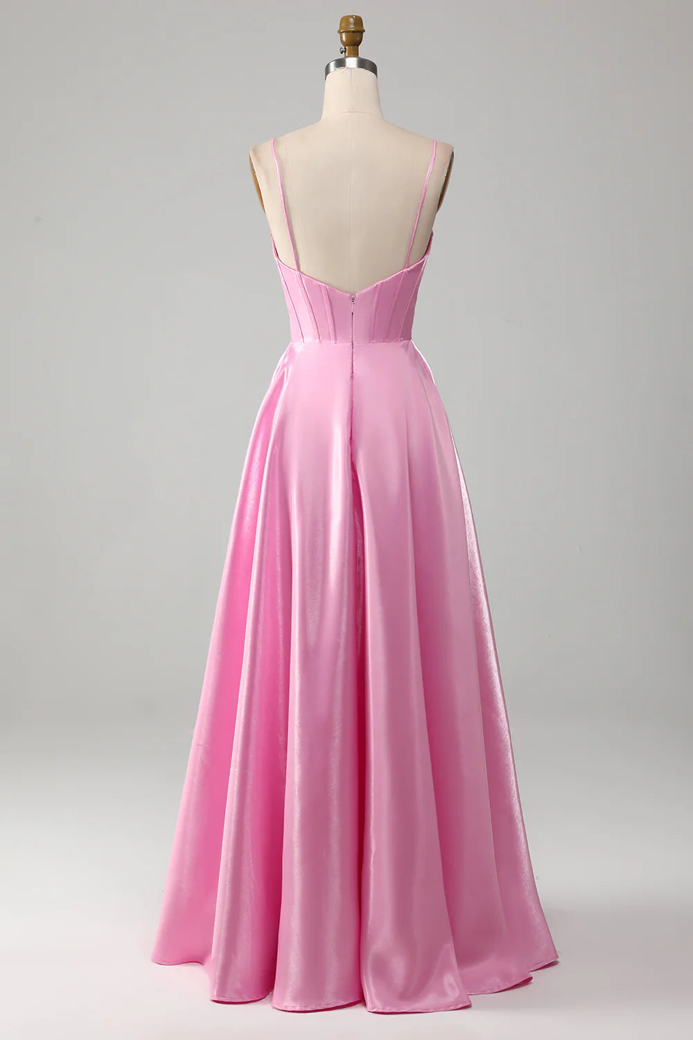 Wholesale Pink A-Line Evening Dress Spaghetti Straps Corset Long Prom Dress