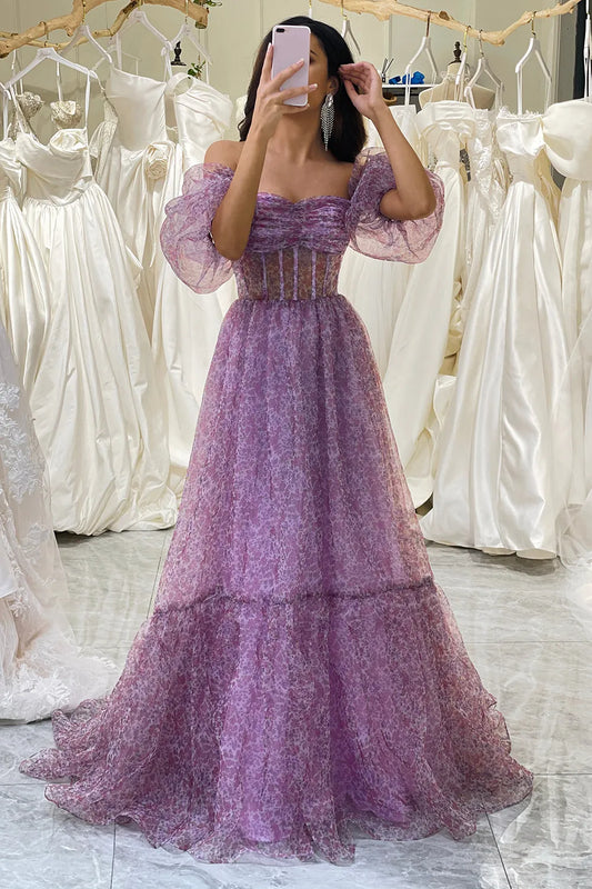 Wholesale Prom Dress Romantic A-Line Off The Shoulder Tulle