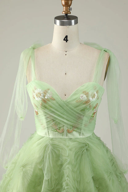 Wholesale A Line Sweetheart Green Short Homecoming Dress with Appliques Sequins