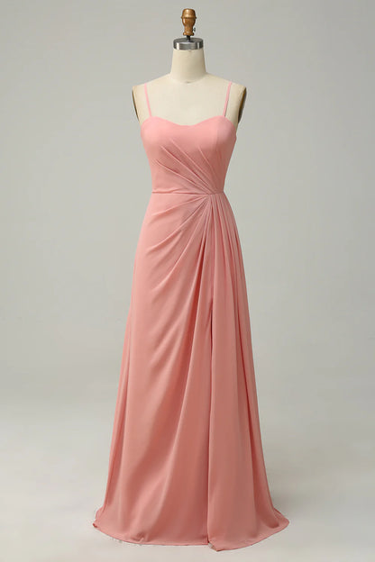 Wholesale Green Draped Long Chiffon Bridesmaid Dress