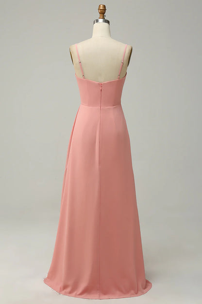 Wholesale Green Draped Long Chiffon Bridesmaid Dress