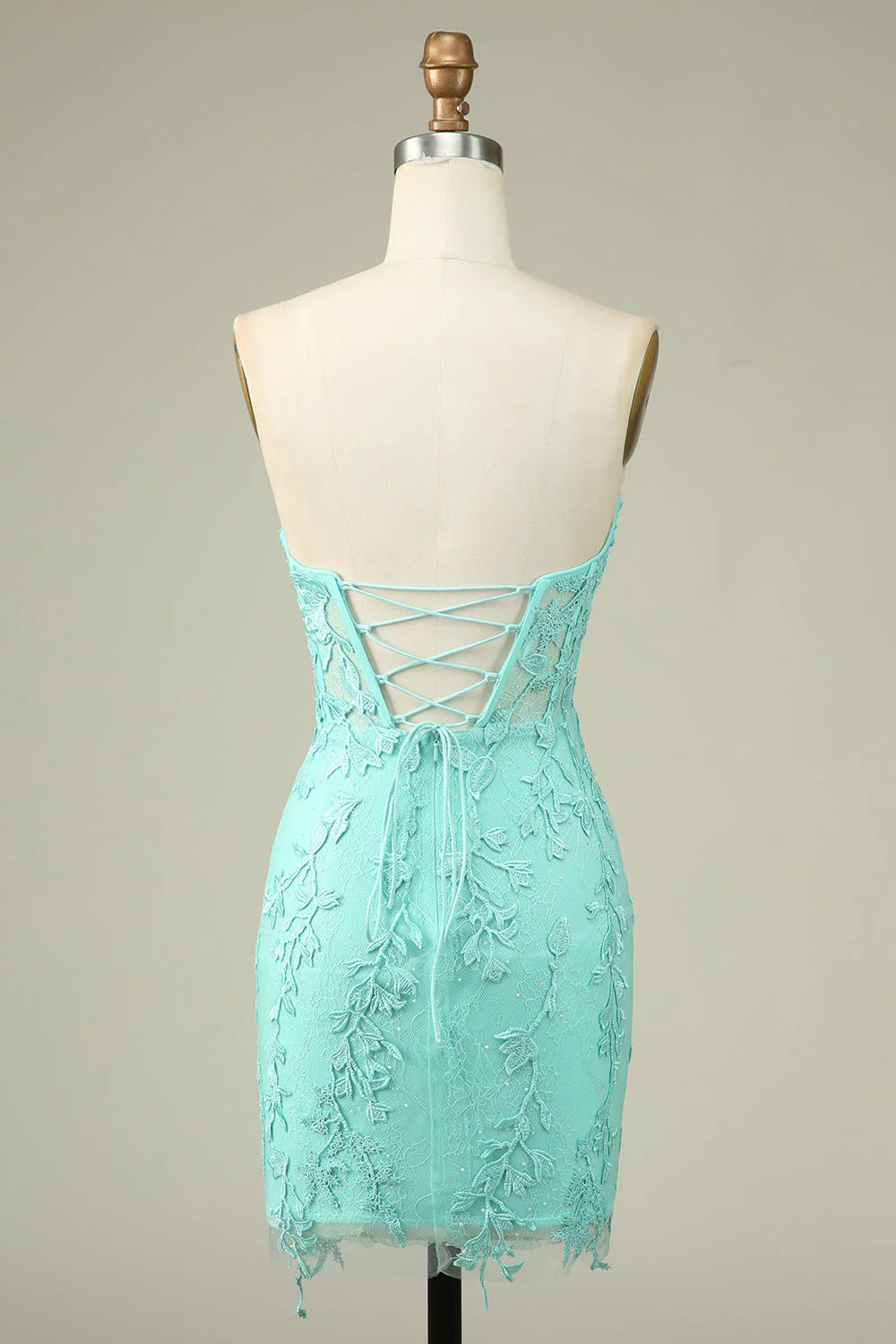 Wholesale Short Homecoming Dress Bodycon Light Green Sweetheart Corset with Appliques