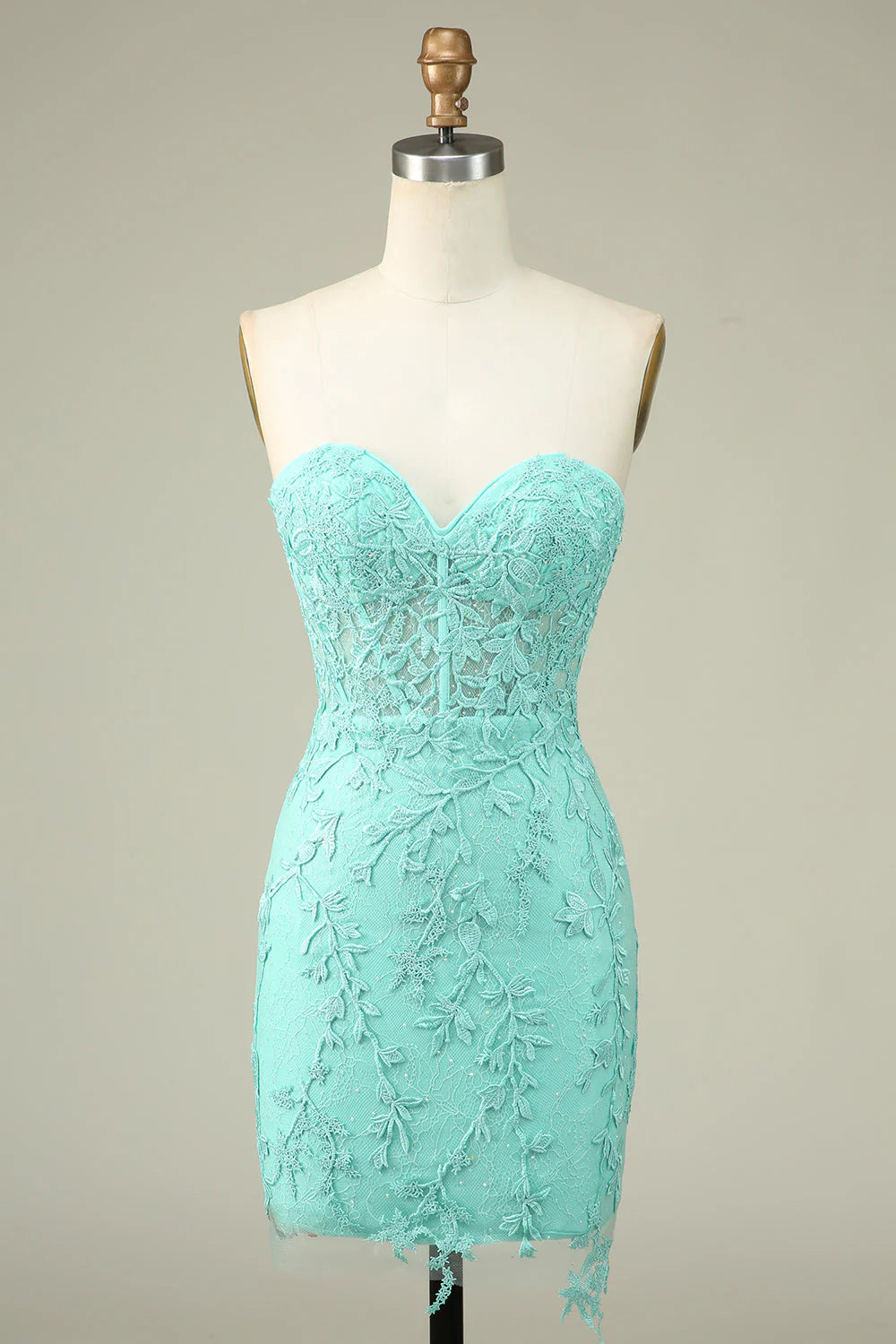 Wholesale Short Homecoming Dress Bodycon Light Green Sweetheart Corset with Appliques