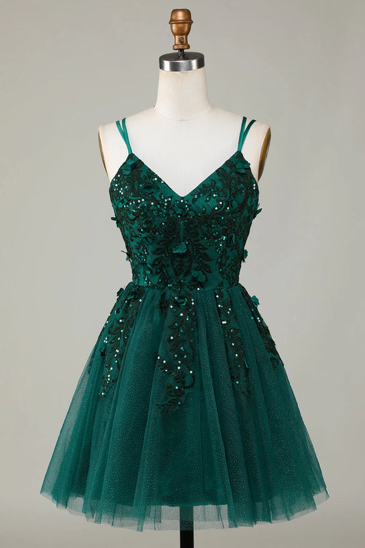 Wholesale Short Homecoming Dress Dark Green Stylish A Line Spaghetti Straps with Beading