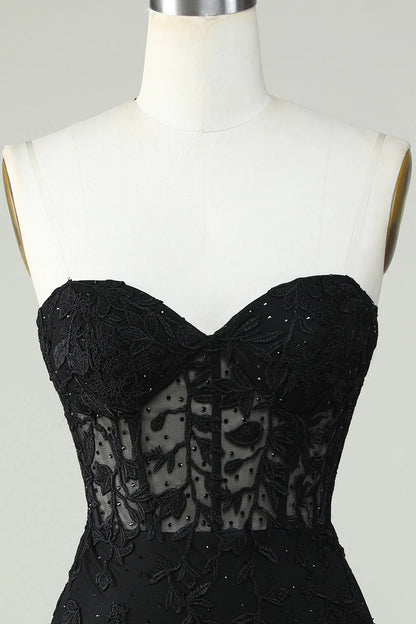 Wholesale Homecoming Dress Bodycon Black Sweetheart Corset with Appliques