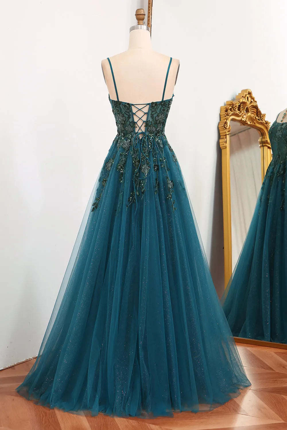 Wholesale Prom Dress A-Line Tulle Long Appliqued With Slit