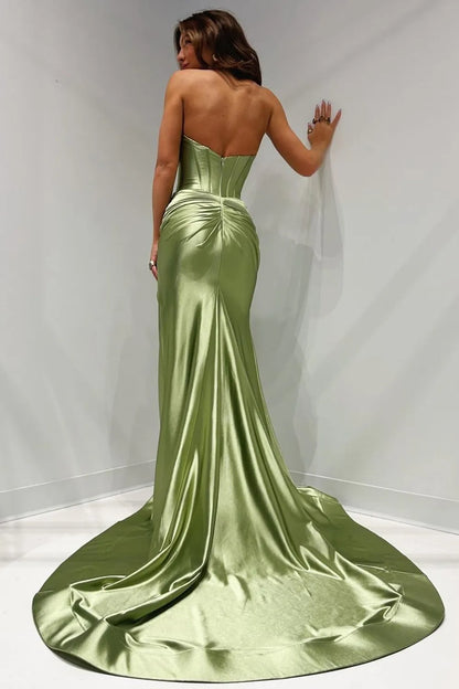 Wholesale Prom Dress Newly Mermaid Sweetheart Corset Satin With Split