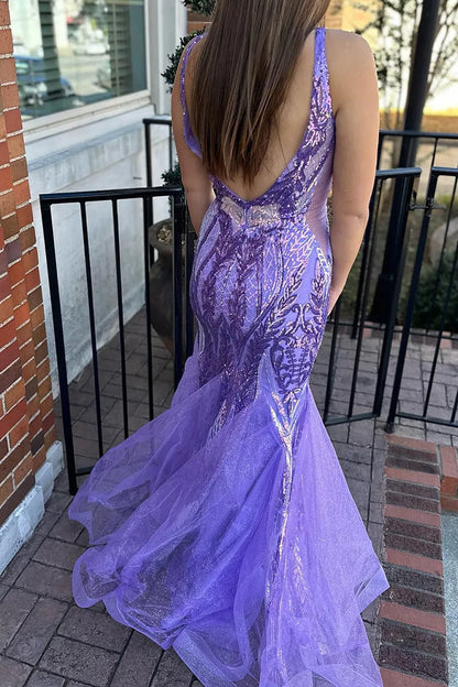 Wholesale Prom Dress Mermaid Deep V-Neck Long With Sequin