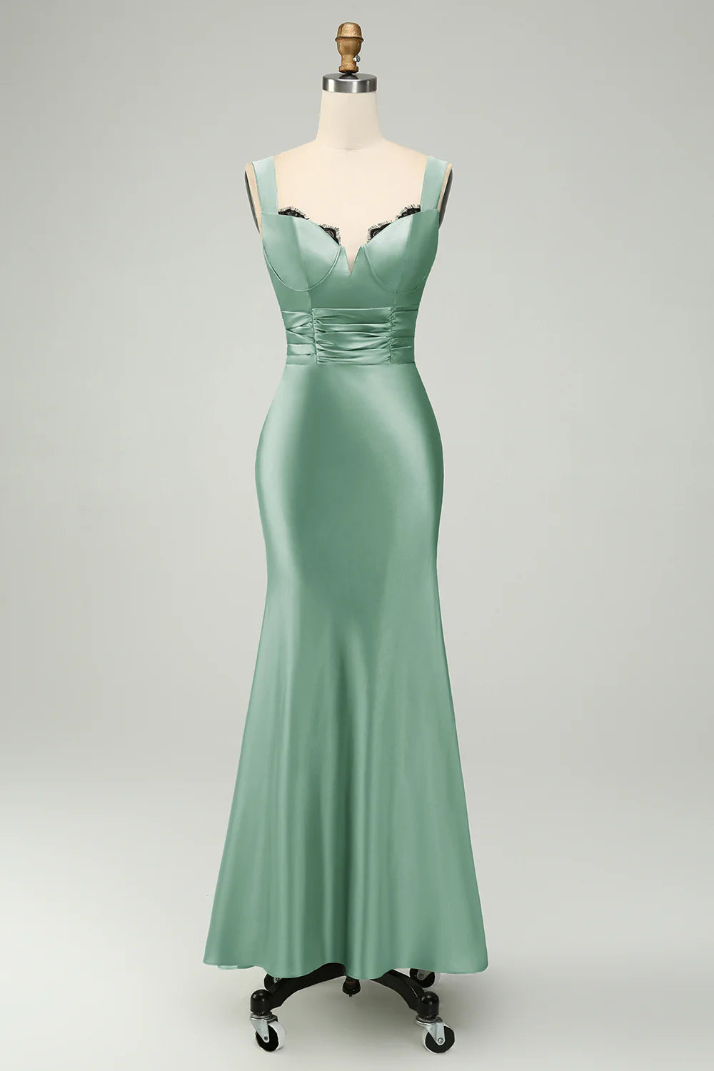 Wholesale Elegant Mermaid Prom Dresses Asymmetrical Satin Bridesmaid Dress Green