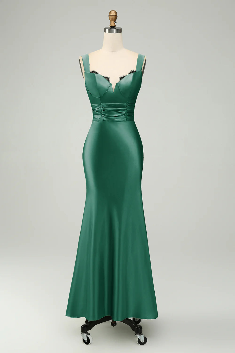 Wholesale Elegant Mermaid Prom Dresses Asymmetrical Satin Bridesmaid Dress Green