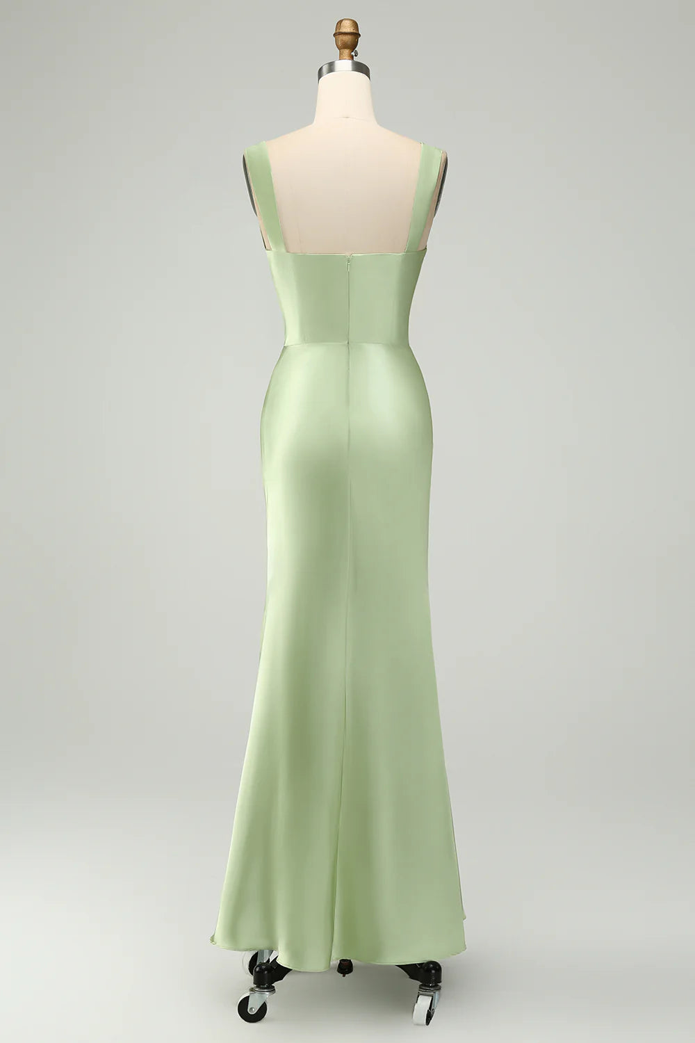 Wholesale Elegant Mermaid Prom Dresses Asymmetrical Satin Bridesmaid Dress Green